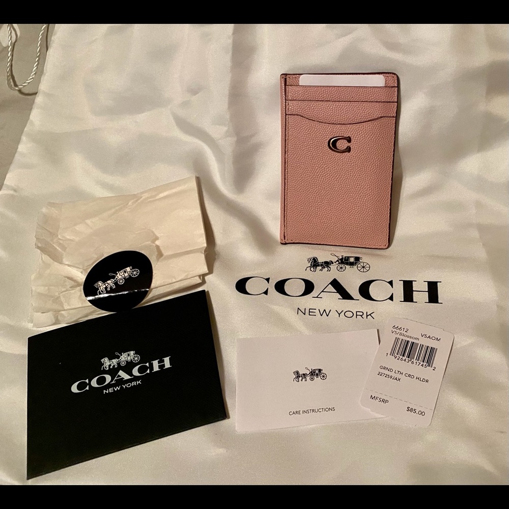 Coach Card Holder In Blossom/pewter
